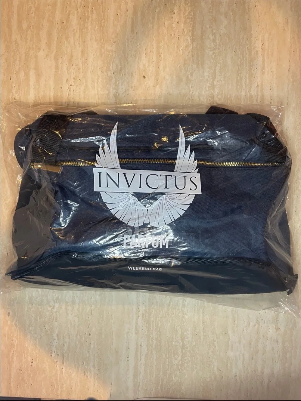 Paco Rabanne Navy and Black Duffel Bag with Gold Zipper